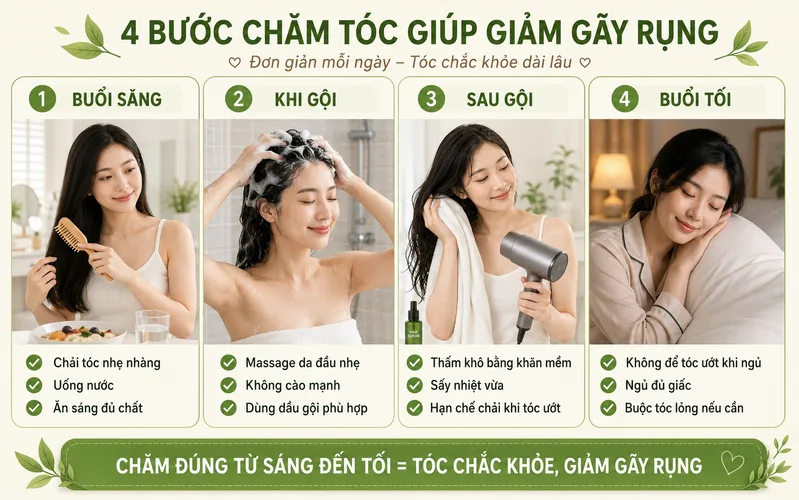 Thói quen nhỏ nhưng đều đặn giúp tóc và da đầu có điều kiện phục hồi bền vững hơn.
