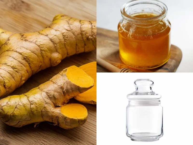 Nghệ tươi, mật ong nguyên chất và hũ thủy tinh sạch là những nguyên liệu cần chuẩn bị trước khi ngâm.
