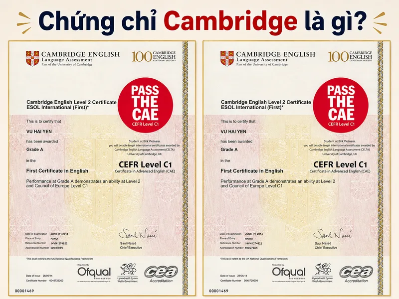 Cambridge English Qualifications là hệ thống kỳ thi đánh giá khả năng sử dụng tiếng Anh theo các cấp độ CEFR.